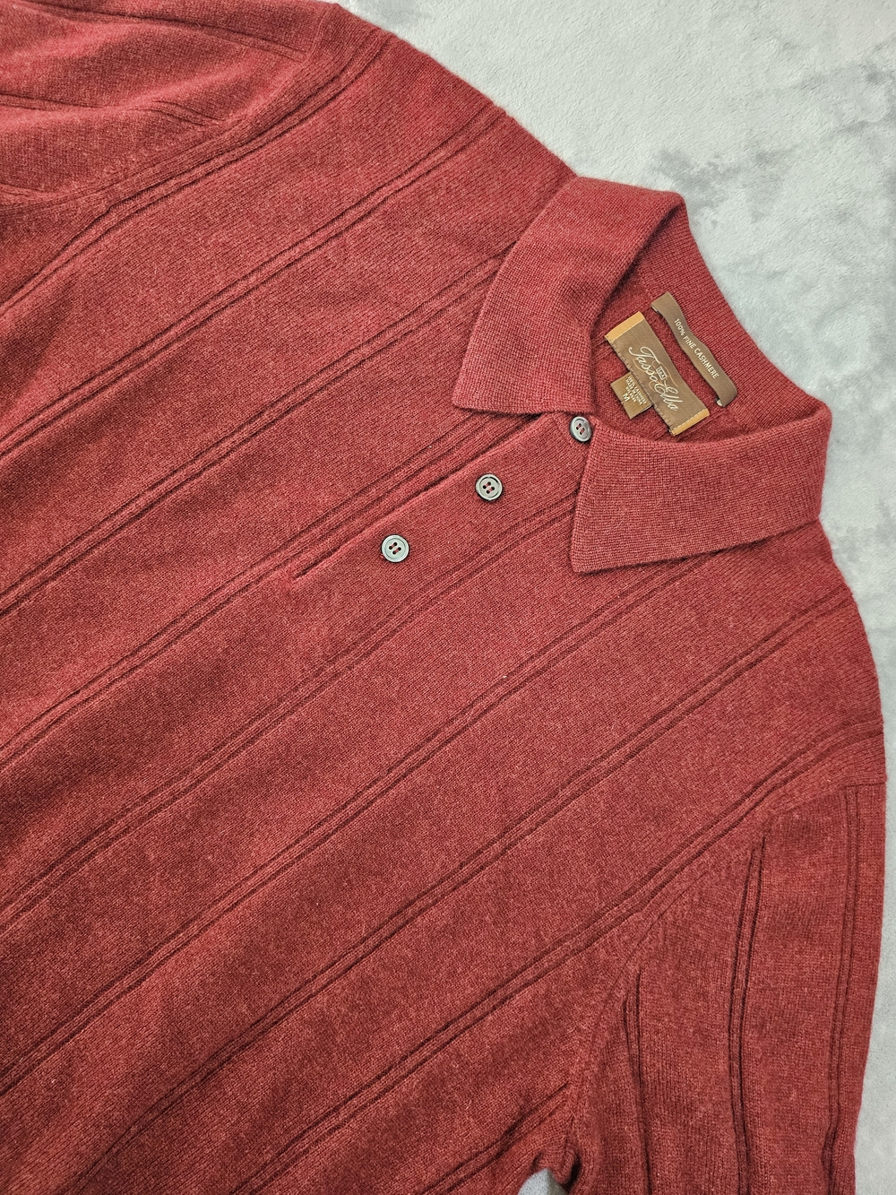 Tasso Elba 100% Fine Cashmere Long Sleeve Polo Sweater Red Size M
